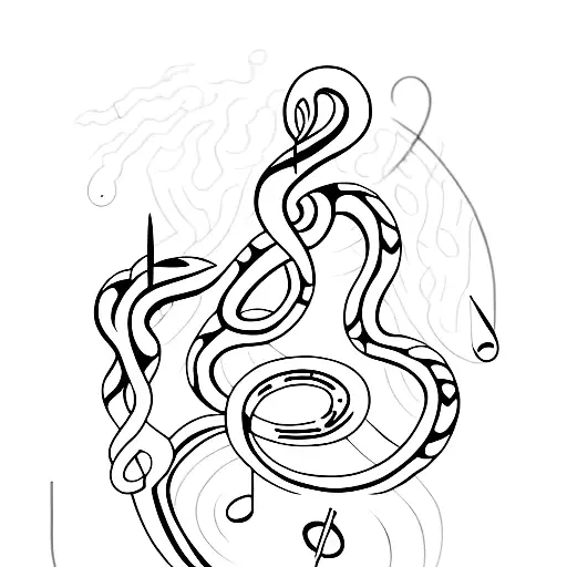 A minimalist tattoo of a snake wrapped around a musical note, combining the client's love for Slytherin and music. tattoo design idea