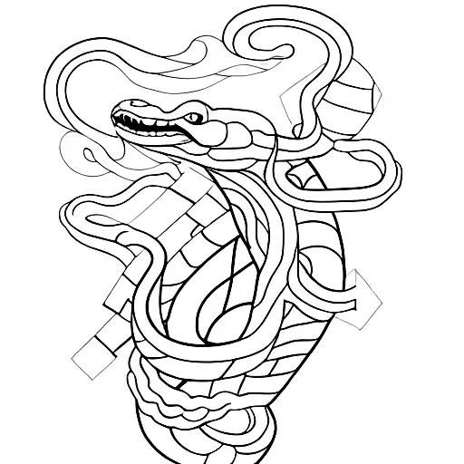 A minimalist tattoo of a snake slithering through a pencil, representing the client's interests in drawing, Slytherin, and their creative profession as a doctor. tattoo design idea