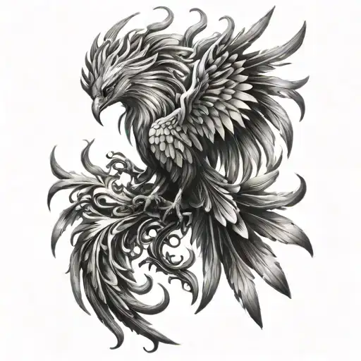 A phoenix rising from the ashes, symbolizing rebirth and resilience tattoo design idea
