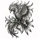 A phoenix rising from the ashes, symbolizing rebirth and resilience tattoo design idea