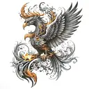 A phoenix rising from the ashes, symbolizing rebirth and resilience tattoo design idea