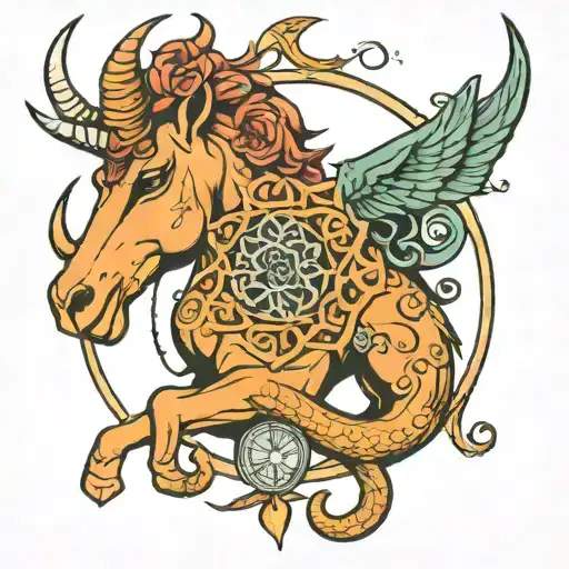 Capricorn symbol + Libra zodiac sign = Izzy written tattoo design idea