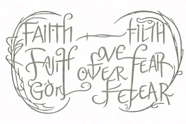 faith over fear god tattoo design idea