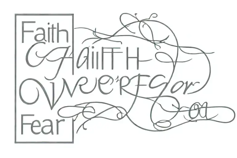faith over fear god tattoo design idea