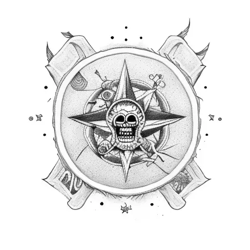 strawhat crew flag with aquarius constellation tattoo design idea