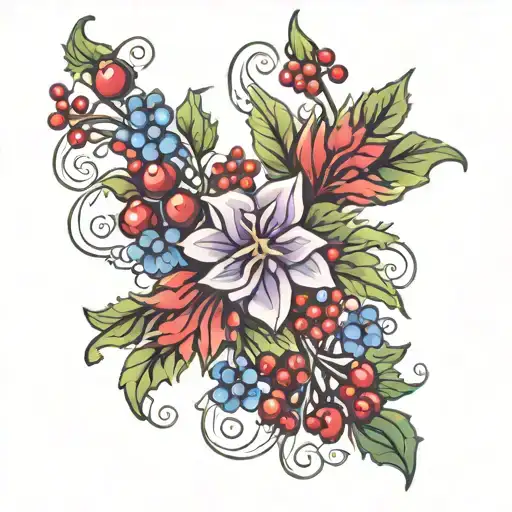 delphinium and holly berry anklet bracelet tattoo tattoo design idea