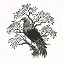 Tree of life with a vulture turning into a phoenix  tattoo design idea