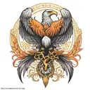 Tree of life with a phoenix, vulture, and an eagle tattoo design idea