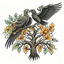 tree of life with a vulture and phoenix rising tattoo design idea
