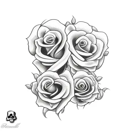 Skull and Roses tattoo design idea