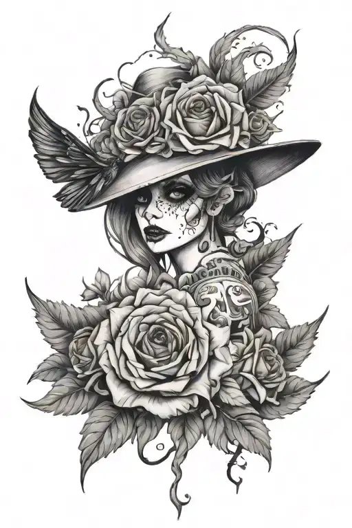 spooky elements, feminine tattoo tattoo design idea