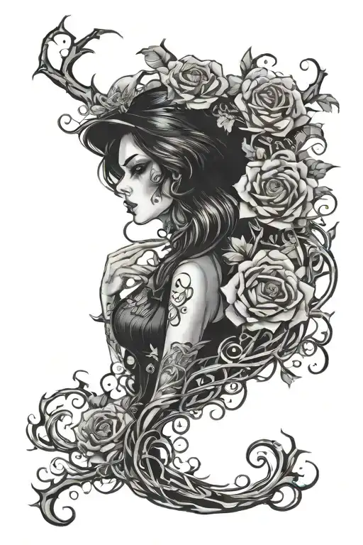 spooky elements, feminine tattoo tattoo design idea