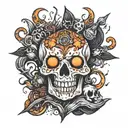 spooky elements tattoo design idea