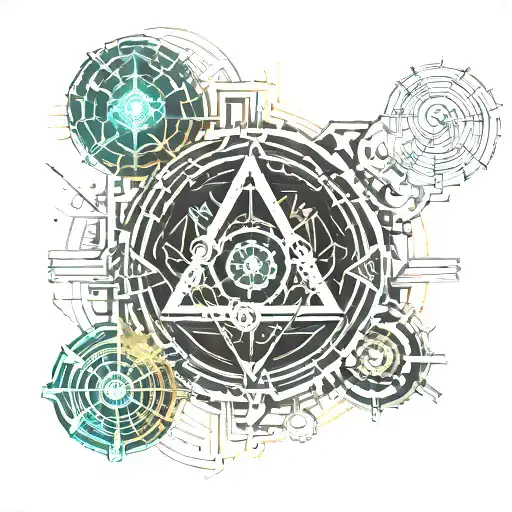 god symbol in alchemy tattoo design idea