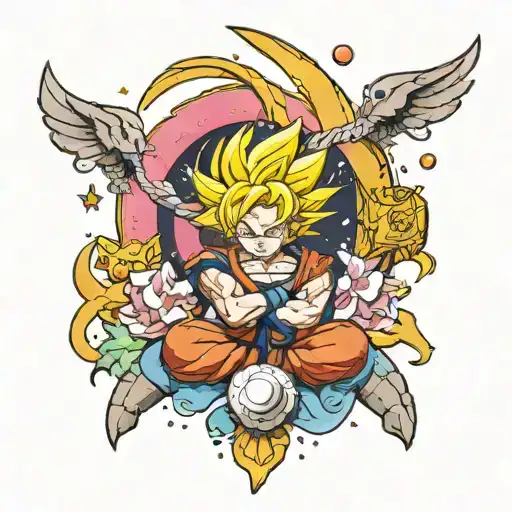 dragon ball, sailor moon,saint seiya tattoo design idea