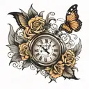 tattoo of a clock that marks the time 07:51 that symbolizes the birth of a daughter tattoo design idea