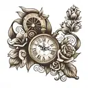 tattoo of a clock that marks the time 07:51 that symbolizes the birth of a daughter tattoo design idea