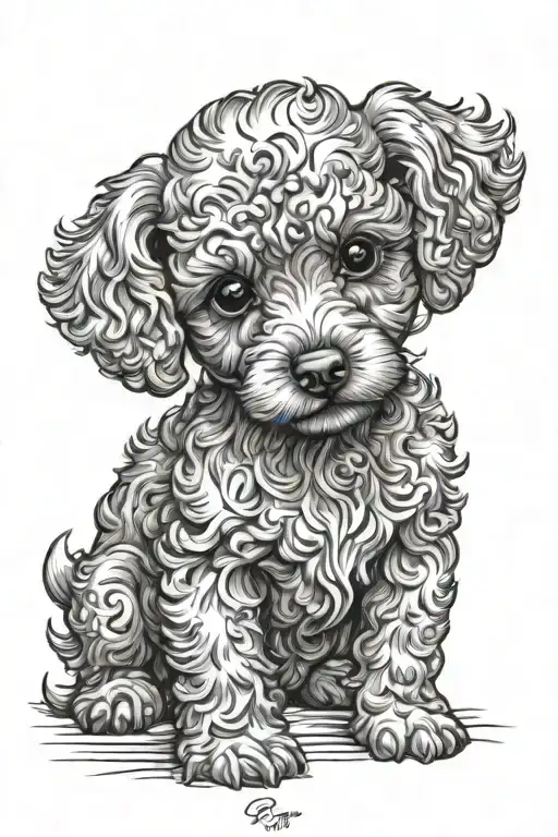 Mini toy poodle dog footprint named Kiara passed away 08/26/24 tattoo design idea