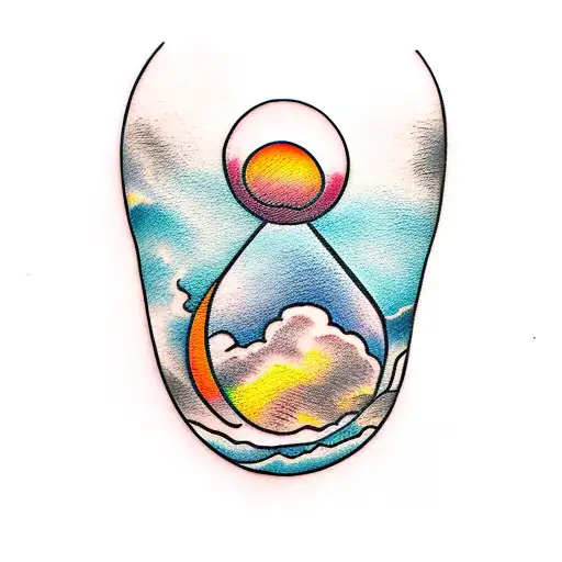 sunset zero gravity tattoo design idea