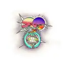 sunset zero gravity tattoo design idea