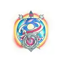 sunset zero gravity tattoo design idea