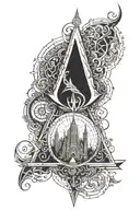 An intricate design combining elements of Assassin's Creed  tattoo design idea