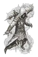 An intricate design combining elements of Assassin's Creed  tattoo design idea