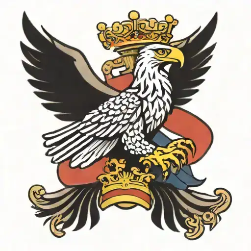 German eagle clutching a German flag waving tattoo design idea