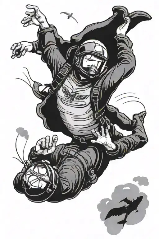 skydive skul tattoo design idea