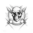 skull with a drum snare and a star tattoo design idea