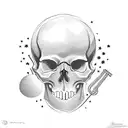 skull with a drum snare and a star tattoo design idea