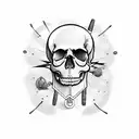 skull with a drum snare and a star tattoo design idea
