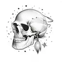 skull with a drum snare and a star tattoo design idea