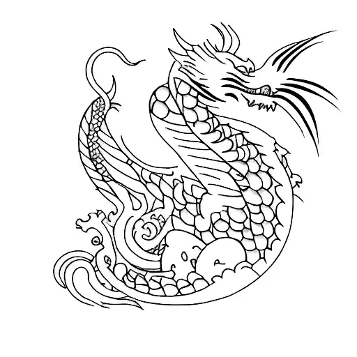 Create a tattoo design that combines your love for dogs and dragons in a minimalist style tattoo design idea