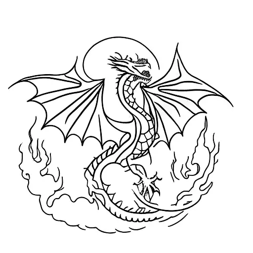Design a minimalist tattoo featuring a dragon and your favorite movie scene tattoo design idea