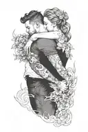 blackwork tattoo couple hugging tattoo design idea