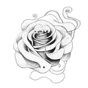 snake in a rose bush tattoo design idea