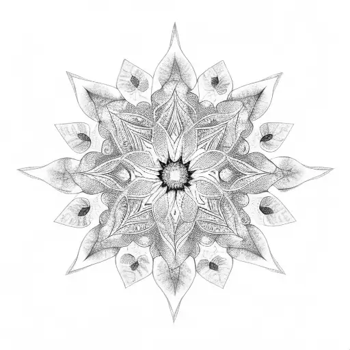 flower leafs stars mandala chains shines tattoo design idea