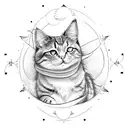 Magic tarot card cat moon tattoo design idea