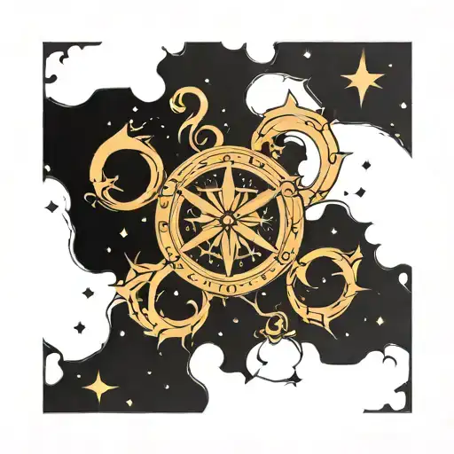 Gemini zodic symbol with star constellation tattoo design idea