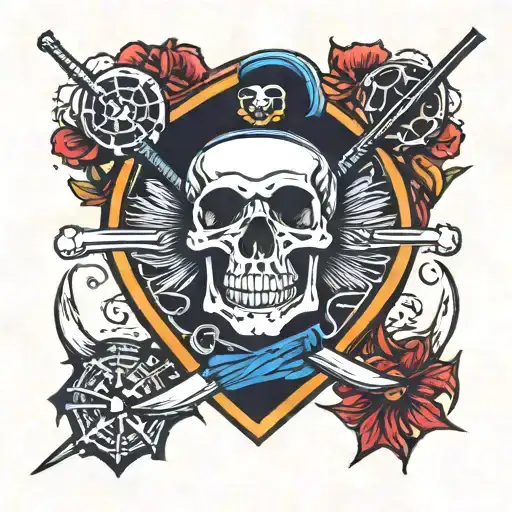 skeleton sailor jerry style tattoo design idea