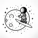 astronaut sitting on a moon tattoo design idea