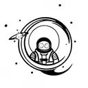 astronaut sitting on a moon tattoo design idea