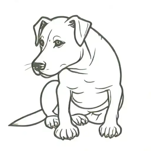 line work tattoo of a perro mastín español sitting  tattoo design idea