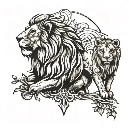 the lion and the lamb tattoo design idea