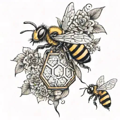i look inside my aching heart and saw a hive of honey bees tattoo design idea