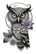 owl mandala tattoo  with purple eyes design tattoo design idea