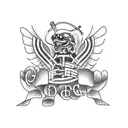 the letters "FDG" in OTF rappper font tattoo design idea