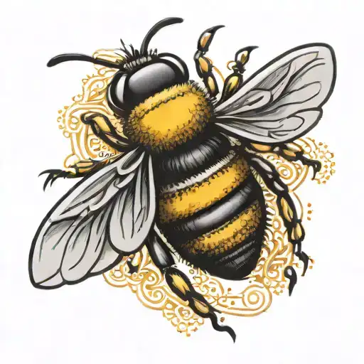 fine line mini bee tattoo with angel wings  tattoo design idea