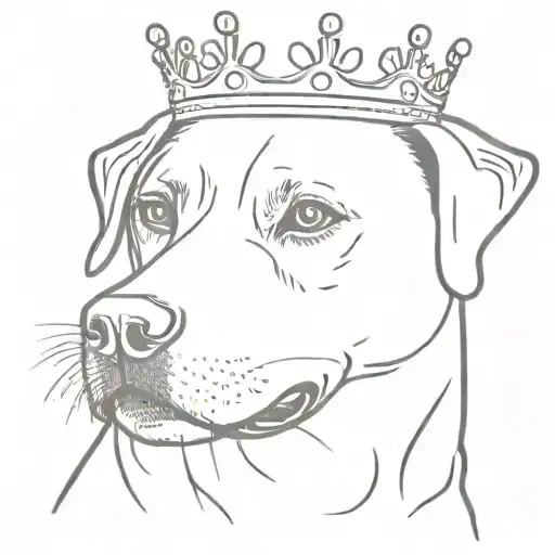 two Labrador dogs face with a crown tattoo design idea